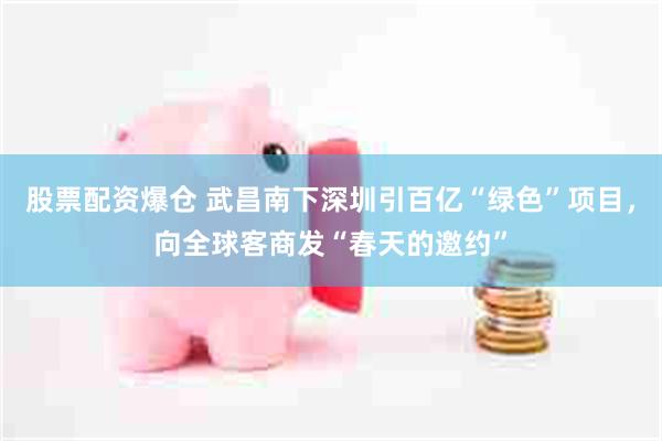 股票配资爆仓 武昌南下深圳引百亿“绿色”项目，向全球客商发“春天的邀约”