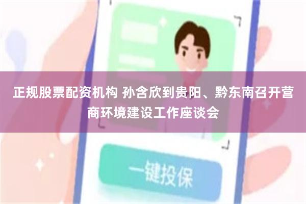 正规股票配资机构 孙含欣到贵阳、黔东南召开营商环境建设工作座谈会