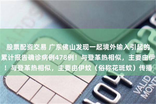 股票配资交易 广东佛山发现一起境外输入引起的基孔肯雅热本地疫情，累计报告确诊病例478例！与登革热相似，主要由伊蚊（俗称花斑蚊）传播