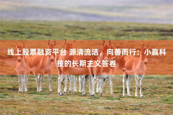 线上股票融资平台 源清流洁，向善而行：小赢科技的长期主义答卷