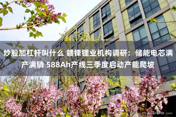 炒股加杠杆叫什么 赣锋锂业机构调研：储能电芯满产满销 588Ah产线三季度启动产能爬坡