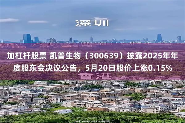 加杠杆股票 凯普生物（300639）披露2025年年度股东会决议公告，5月20日股价上涨0.15%