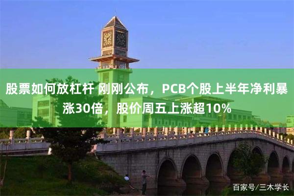 股票如何放杠杆 刚刚公布，PCB个股上半年净利暴涨30倍，股价周五上涨超10%