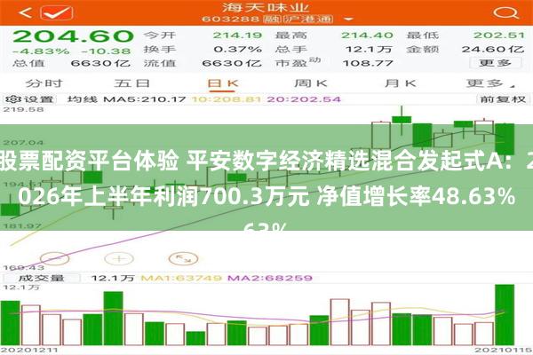 股票配资平台体验 平安数字经济精选混合发起式A：2026年上半年利润700.3万元 净值增长率48.63%